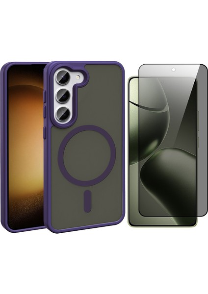 Galaxy S23 FE Kılıf M-safe Şarj Özellikli Mat Arka Yüzey Zore Sio Kapak + Hayalet Ekran Koruyucu