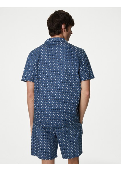 Kısa Kollu Desenli Supima® Pijama Üstü
