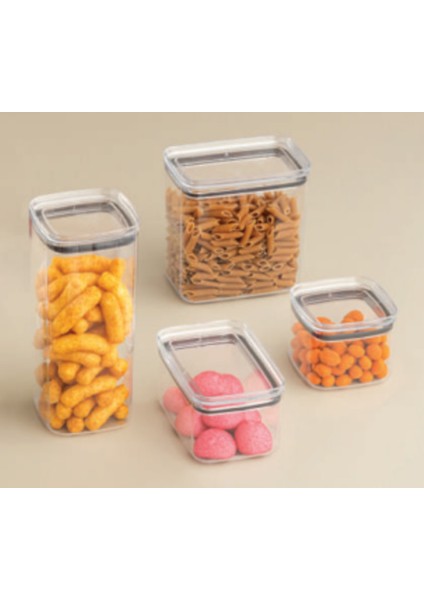 5'li Vakumlu Contalı Kare Erzak,un,bakliyat Saklama Kabı SETI-1X700 ML-2X1000 ML-1X1400 ML-1X2100 ml modelleri