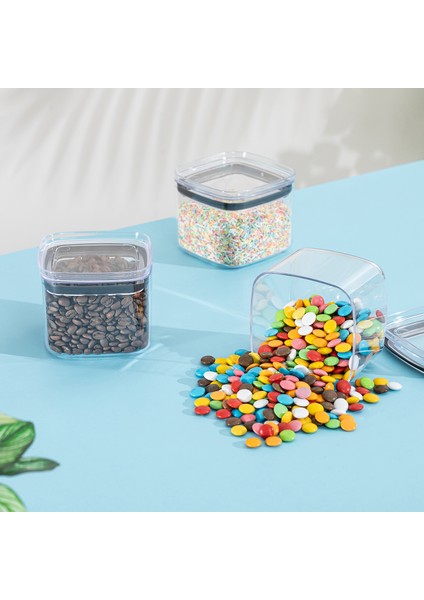 5'li Vakumlu Contalı Kare Erzak,un,bakliyat Saklama Kabı SETI-1X700 ML-2X1000 ML-1X1400 ML-1X2100 ml
