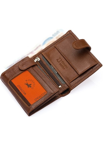 Bozuk Para Kağıt Para ve Bol Kart Bölmeli Hakiki Flötr Deri Patlı Erkek Cüzdanı - Taba modelleri