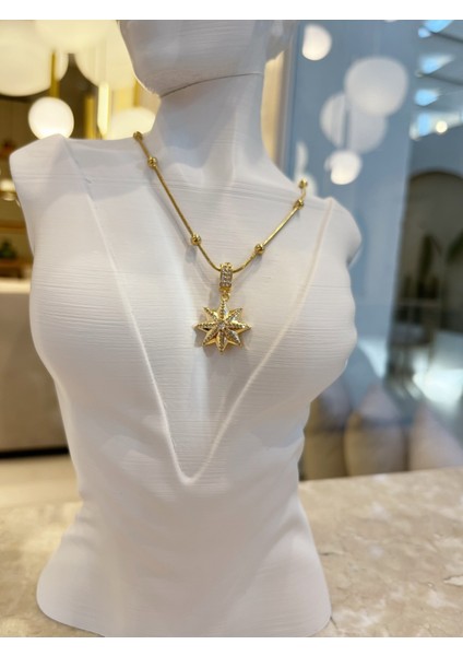 Yıldız Desen Çelik Kararmaz Paslanmaz Tasarım Özel Zincirli Kolye 1 Adet modelleri