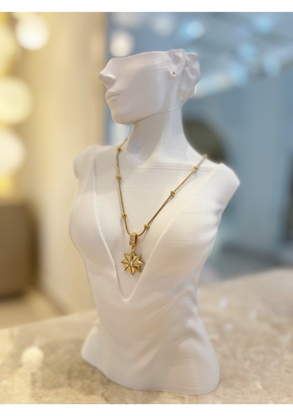 Yıldız Desen Çelik Kararmaz Paslanmaz Tasarım Özel Zincirli Kolye 1 Adet fırsatları