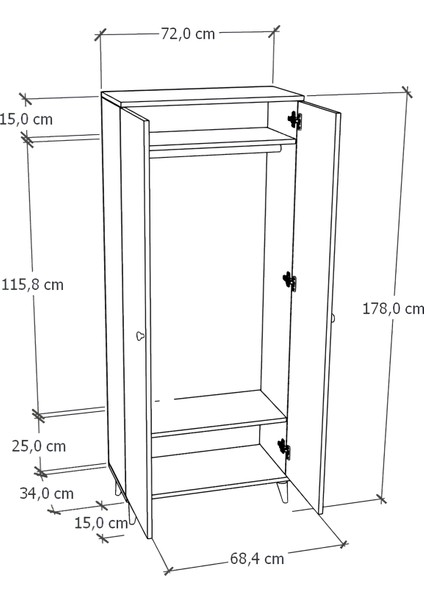 Alvo Vestiyer Takımı 2 Kapaklı Askılıklı Ayakkabılık Dolabı Beyaz Antrasit