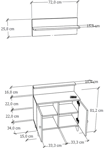 Alvo Vestiyer Takımı 2 Kapaklı Askılıklı Ayakkabılık Dolabı Beyaz Çam