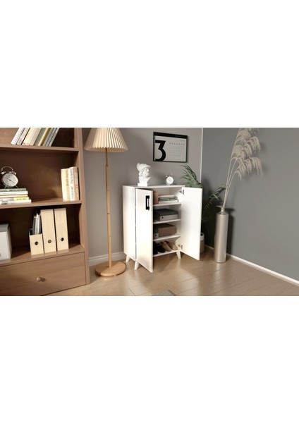 4 Raflı 2 Kapaklı Ayakkabılık Çok Amaçlı Dolap Banyo Dolabı Mutfak Dolabı Beyaz fiyatları