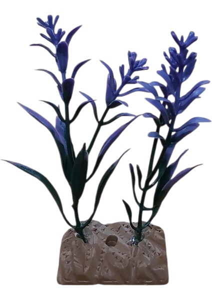 Akvaryum Yapay Bitki Süsü Mor Defne 11 cm