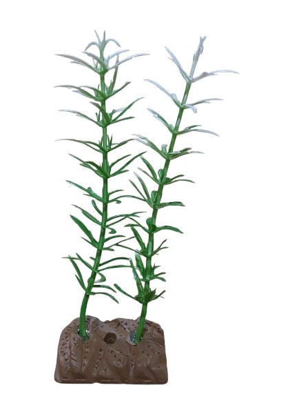 Akvaryum Yapay Bitki Süsü Kedi Tırnağı Yeşil Beyaz 14 cm