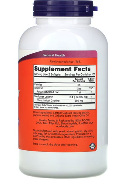 Foods, Sunflower Lecithin, 1,200 Mg, 200 Softgels fiyatları
