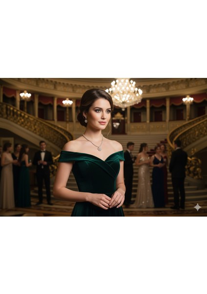 Chainbysilver Çelik Altın Rengi Taşlı Sallantılı Kolye