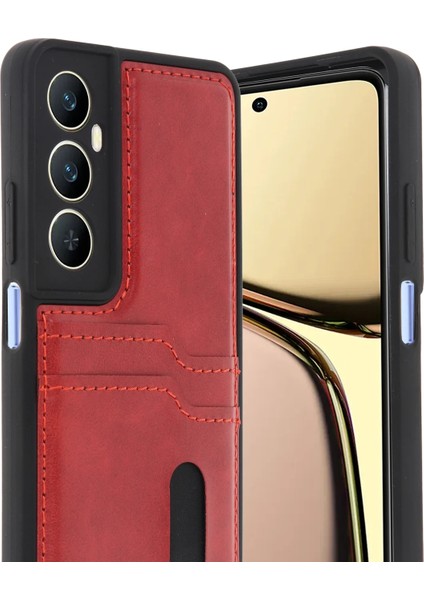 Ds-Derin Newface Realme C65 Sara Kartvizitli Deri Kılıf - Kırmızı fiyatları
