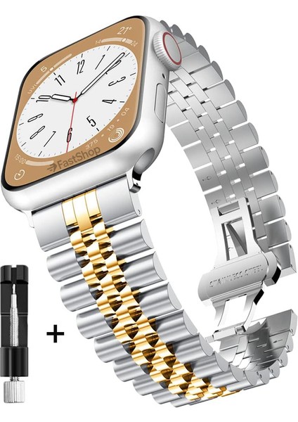 Apple Watch Seri 2 3 4 5 6 7 8 10 Se Ultra Uyumlu 42 44 45 46 49MM Uyumlu Paslanmaz Çelik Rolex Kordon