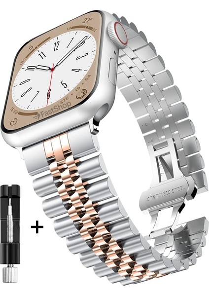 Apple Watch Seri 2 3 4 5 6 7 8 Se Ultra Uyumlu 38 40 41 mm Uyumlu Paslanmaz Çelik Rolex Saat Kordonu