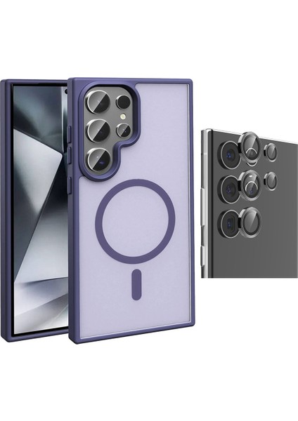 Galaxy S23 Ultra Kılıf M-safe Şarj Özellikli Mat Arka Yüzey Zore Sio Kapak + Kamera Lens Koruyucu