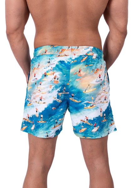 Bronz Surf Spirit Erkek Deniz Şortu Hızlı Kuruyan Aquadry Kumaş, Mavi Tonlar, Fermuarlı Cepli modelleri