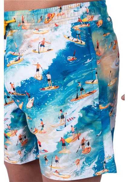 Bronz Surf Spirit Erkek Deniz Şortu Hızlı Kuruyan Aquadry Kumaş, Mavi Tonlar, Fermuarlı Cepli indirimleri