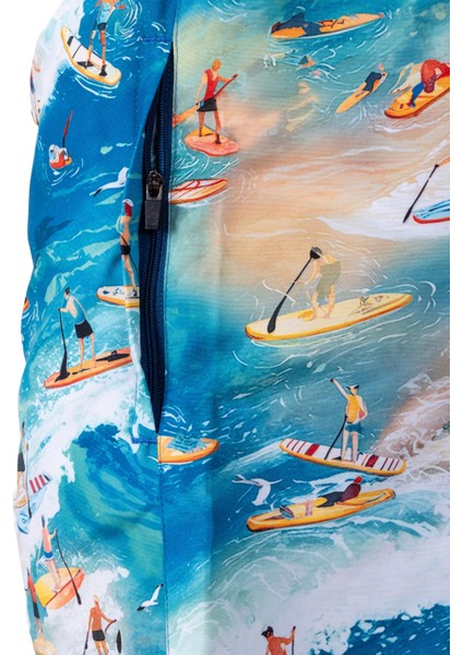 Bronz Surf Spirit Erkek Deniz Şortu Hızlı Kuruyan Aquadry Kumaş, Mavi Tonlar, Fermuarlı Cepli