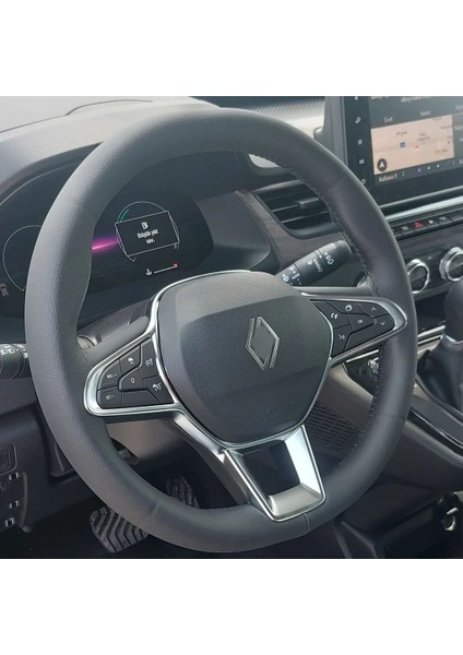 Dikişli Direksiyon Kılıfı Siyah Deri Siyah Dikişli Reno Clio / Kango Fotodaki Direksiyon Için