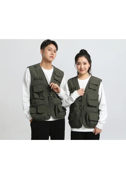 Örgü Çok Cepli Unisex Spor Balıkçılık Yeleği Fotoğrafçılık Iş Kıyafetleri Rahat Kargo Yelek Beden Xxxl indirimleri
