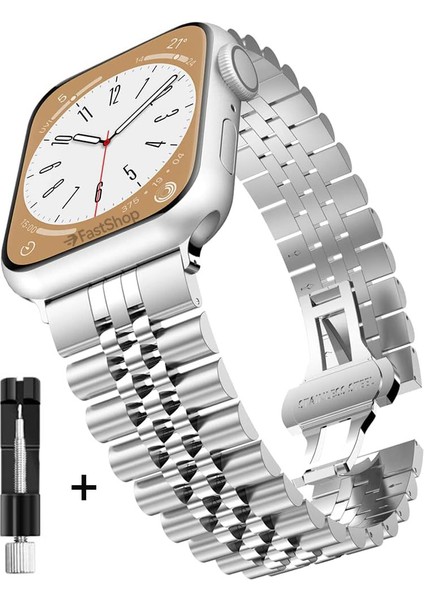 Apple Watch Seri 10 11 Uyumlu 46MM Uyumlu Paslanmaz Çelik Rolex Kordon