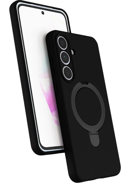 Ds-Derin Newface Samsung Galaxy S24 Fe Regal Magsafe Standlı Kapak - Siyah