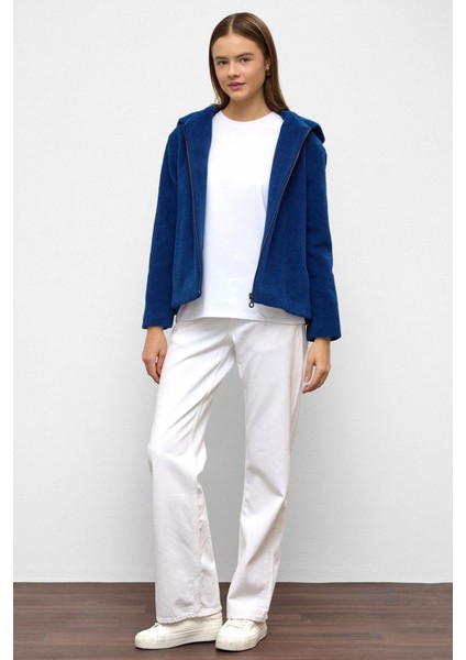 Kapüşonlu Fermuar Detaylı Oversize Kısa Kaban Saks 3130 fırsatları