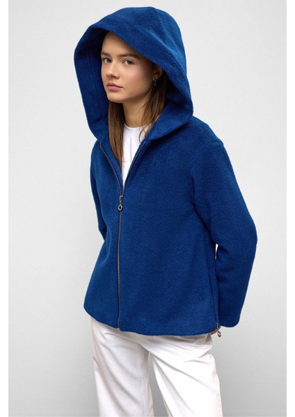 Kapüşonlu Fermuar Detaylı Oversize Kısa Kaban Saks 3130 indirimleri