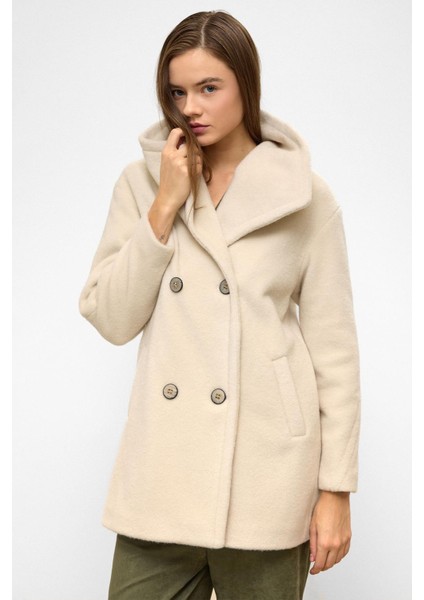 Mendil Yaka Kruvaze Geniş Kesim Kaban Bej 3129 fırsatları