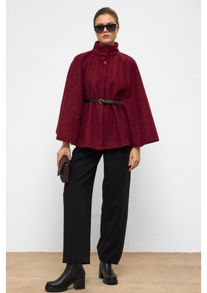 Kemerli Kalın Panço Bordo 3154