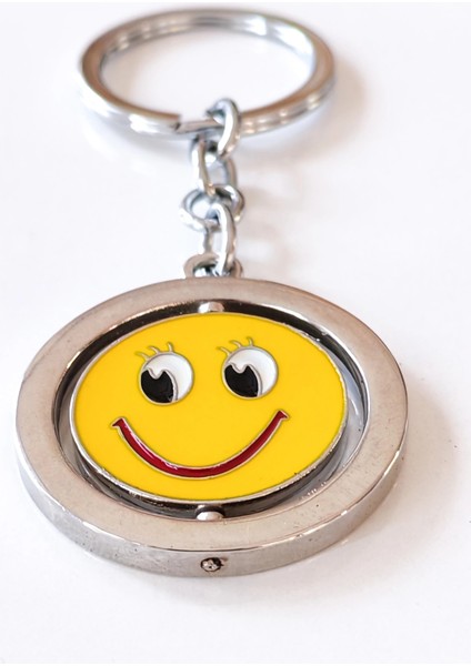 Sarı Gülen Surat Emojili Dönebilen Metal Anahtarlık fiyatları