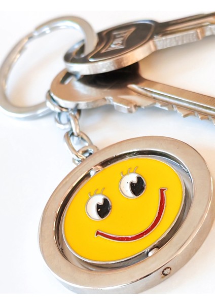 Sarı Gülen Surat Emojili Dönebilen Metal Anahtarlık modelleri