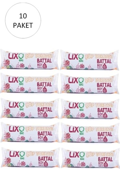 Battal Boy Çöp Torbası 75 x 90 cm 10 Lu Rulo x 10 Paket = 100 Adet (Mavi)