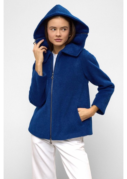 Çıkabilir Kapüşonlu Fermuar Detaylı Oversize Kaban Saks 3128 fiyatları