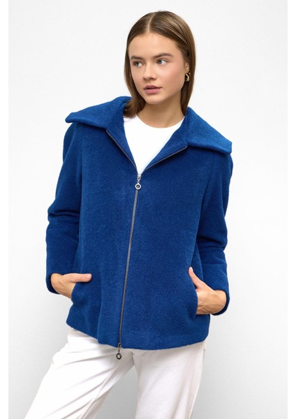 Çıkabilir Kapüşonlu Fermuar Detaylı Oversize Kaban Saks 3128 modelleri