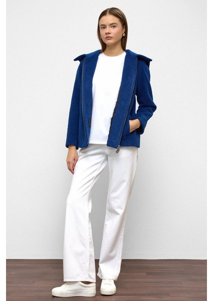 Çıkabilir Kapüşonlu Fermuar Detaylı Oversize Kaban Saks 3128 fırsatları