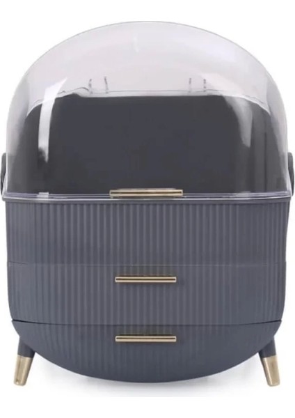 Kozmetik Makyaj Düzenleyici Organizer Gri Taşıma Kulplu Çekmeceli modelleri