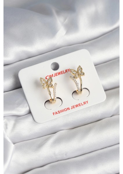 Bfs Pirinç Gold Renk Zirkon Taşlı Kelebek Model Kadın Yüzük