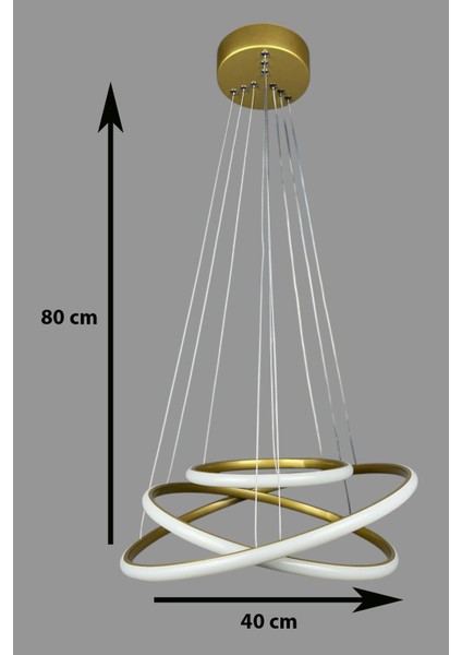 Rings Modern Tasarım Eskitme Renk - Yatak Odası - Salon - Çocuk Odası - Mutfak Beyaz LED 3 Lü Avize modelleri
