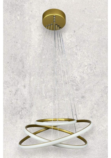 Rings Modern Tasarım Eskitme Renk - Yatak Odası - Salon - Çocuk Odası - Mutfak Beyaz LED 3 Lü Avize fırsatları