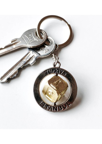 Motifli Zar Sarı Metalik Anahtarlık fiyatları