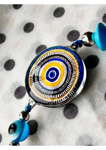 Mavi Cam Boncuklu Mavi Püsküllü Anahtarlık indirimleri