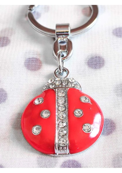 Üzeri Taşlarla Bezeli Kırmızı Uğur Böceği Metal Anahtarlık modelleri