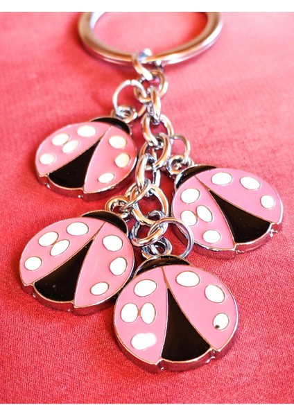 Pembe Uğur Böceklerinden Metal Anahtarlık indirimleri