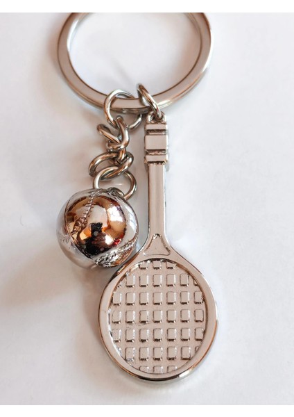 Gümüş Rengi Tenis Raketi ve Tenis Topu Şeklinde Metal Anahtarlık fiyatları