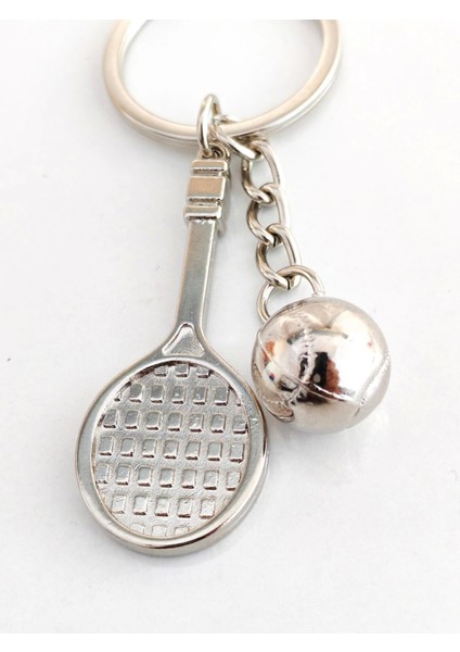 Gümüş Rengi Tenis Raketi ve Tenis Topu Şeklinde Metal Anahtarlık modelleri