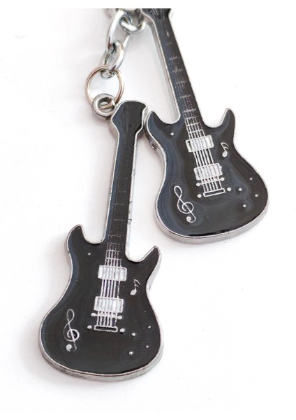 Siyah Iki Gitarlı Metal Anahtarlık modelleri