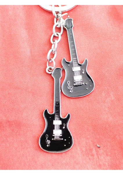 Siyah Iki Gitarlı Metal Anahtarlık indirimleri