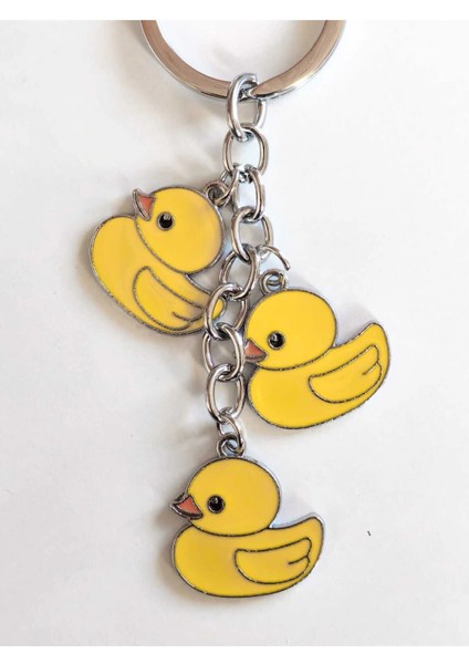 3 Sarı Ördekli Metal Anahtarlık