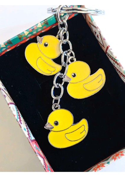 3 Sarı Ördekli Metal Anahtarlık