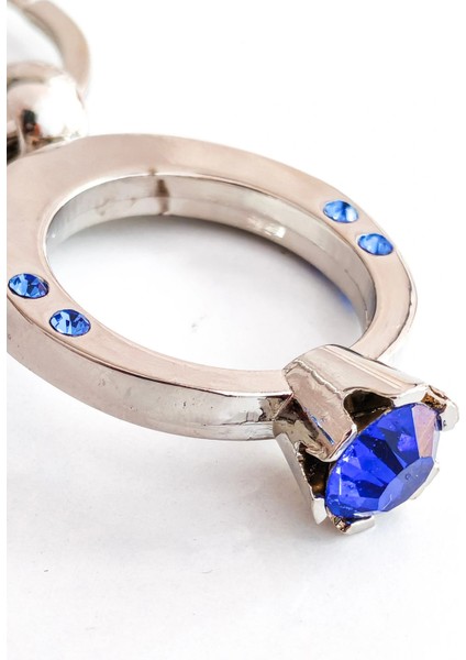 Mavi Tek Taşlı Yüzük Şeklinde Metal Anahtarlık modelleri